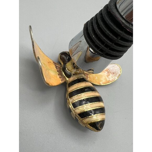 Pottery Barn Bee Wine Bottle Stoppers Enamel Amber Color Summer - Picture 9 of 16